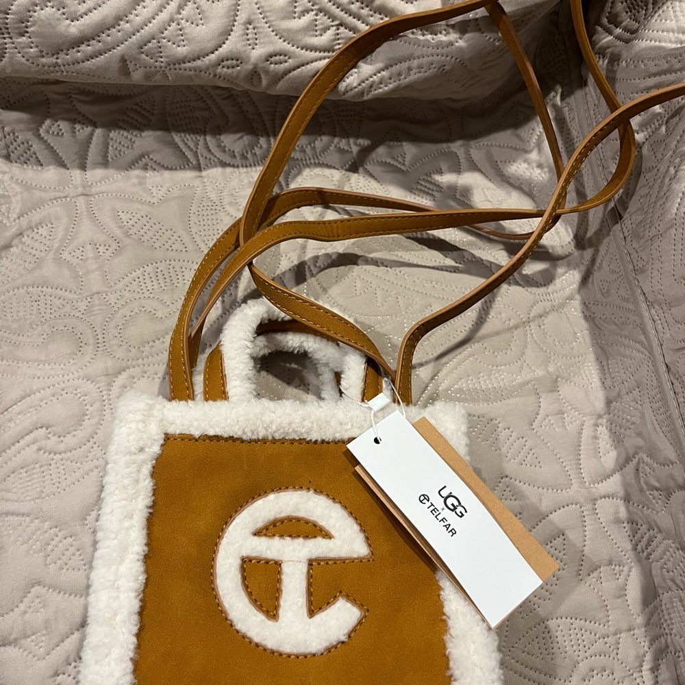 Ugg X Telfar Caramel and Cream Shearling Mini Bag
